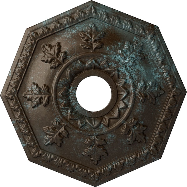 Ekena Millwork Nottingham Ceiling Medallion (Canopies up to 4 5/8"), 18"OD x 3 1/2"ID x 1 1/2"P, Bronze Blue Patina CM18NTBBS - main